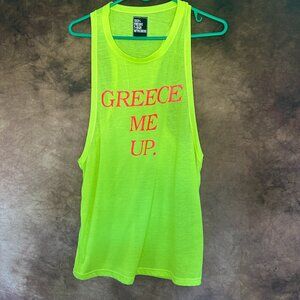 Greece Me Up T-Bar Mykonos Tank Neon Yellow One Size Fits All